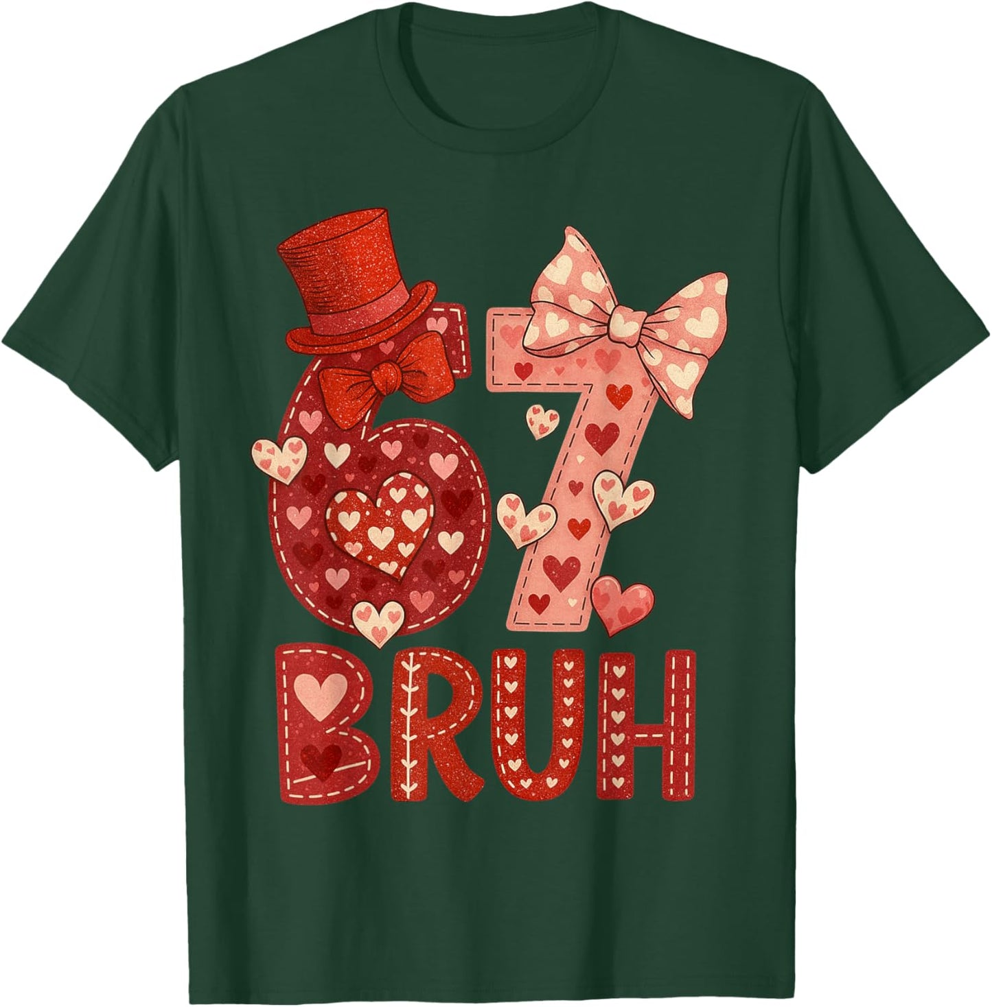 Six Seven 6 7 Valentine Bruh Kids Boys Girls Valentine Meme T-Shirt - T-Shirt | Forest
