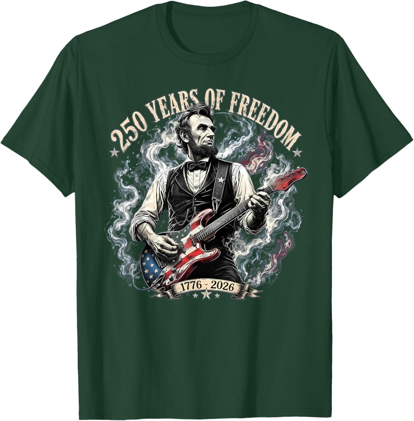 Abraham Lincoln Playing Electric Guitar US 250th Anniversary T-Shirt - T-Shirt | Forest