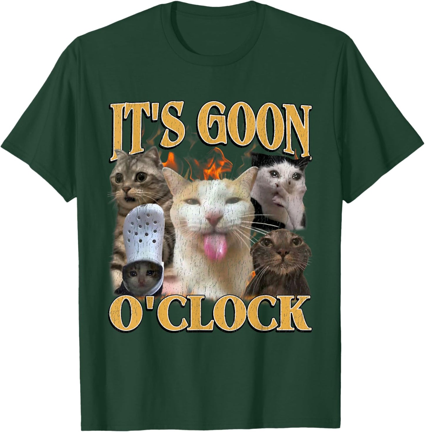 Gooning O'clock Funny Offensive Cat Meme Bootleg Men Women T-Shirt - T-Shirt | Forest
