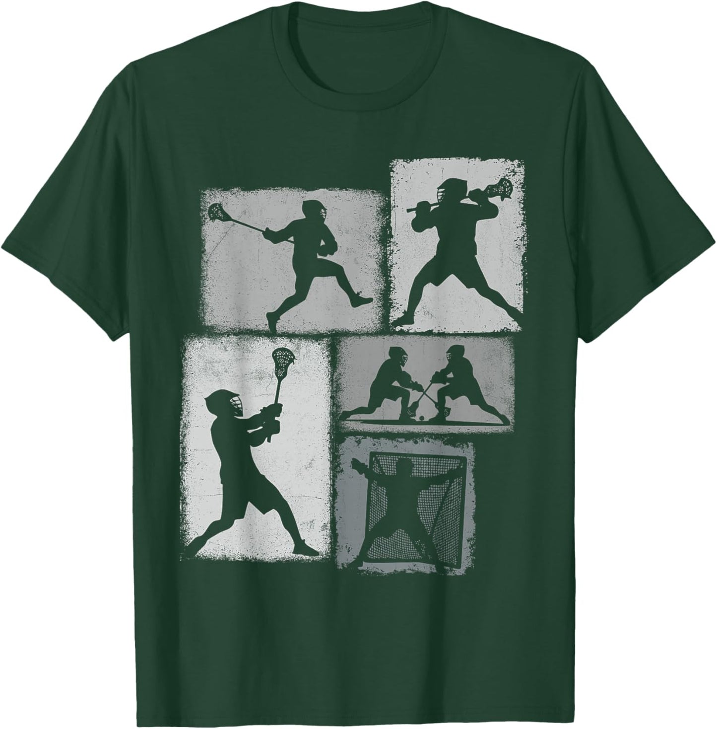 Lacrosse Player Collage Men Kids Coach Youth Boys T-Shirt - T-Shirt | Forest