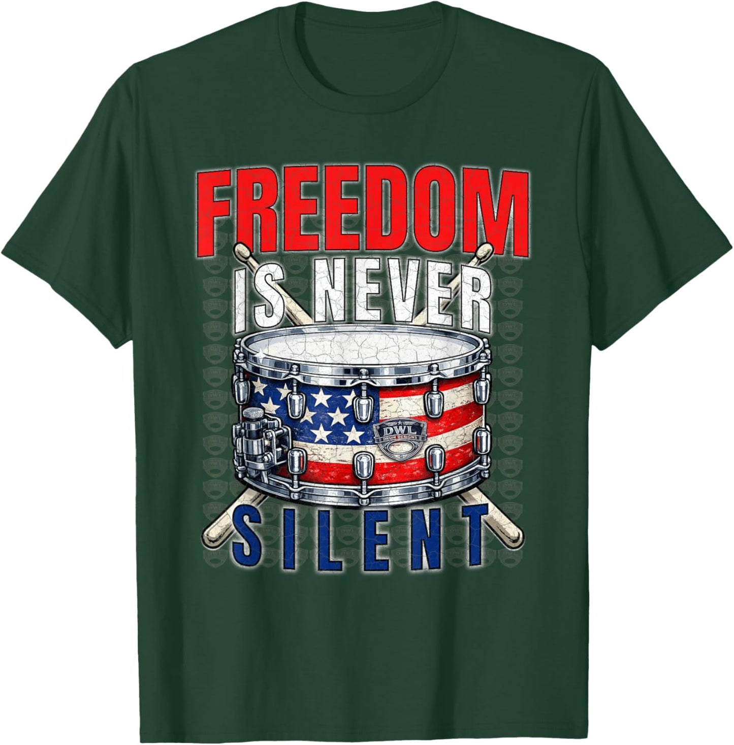 Patriotic Drummer USA Snare Drum American Flag Gift Design T-Shirt - T-Shirt | Forest