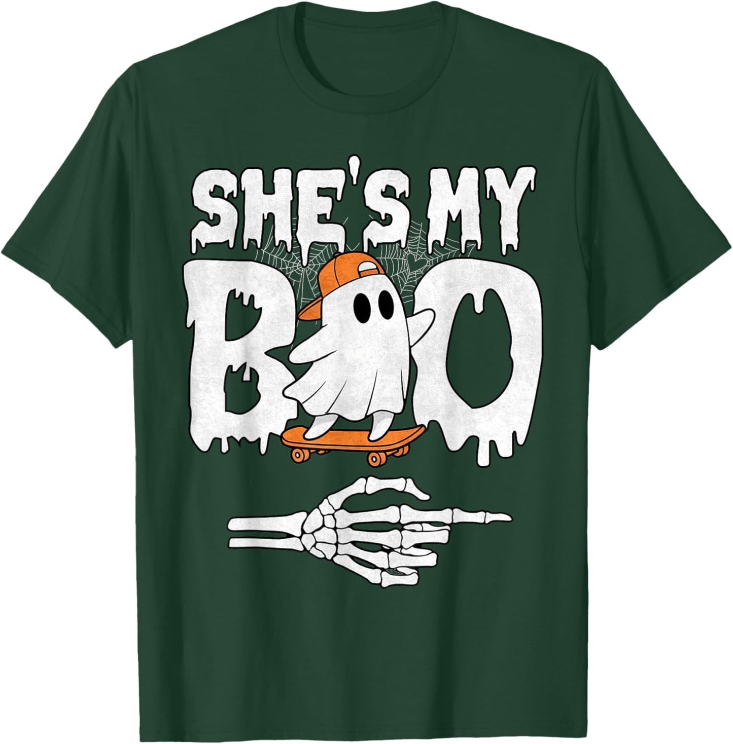 She's My Boo Couple Matching Halloween Skateboard Cool Ghost T-Shirt - T-Shirt | Forest