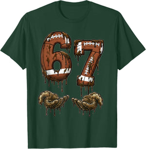 Funny 6 7 Football Six Seven Football 67 Kids Men Women T-Shirt - T-Shirt | Forest
