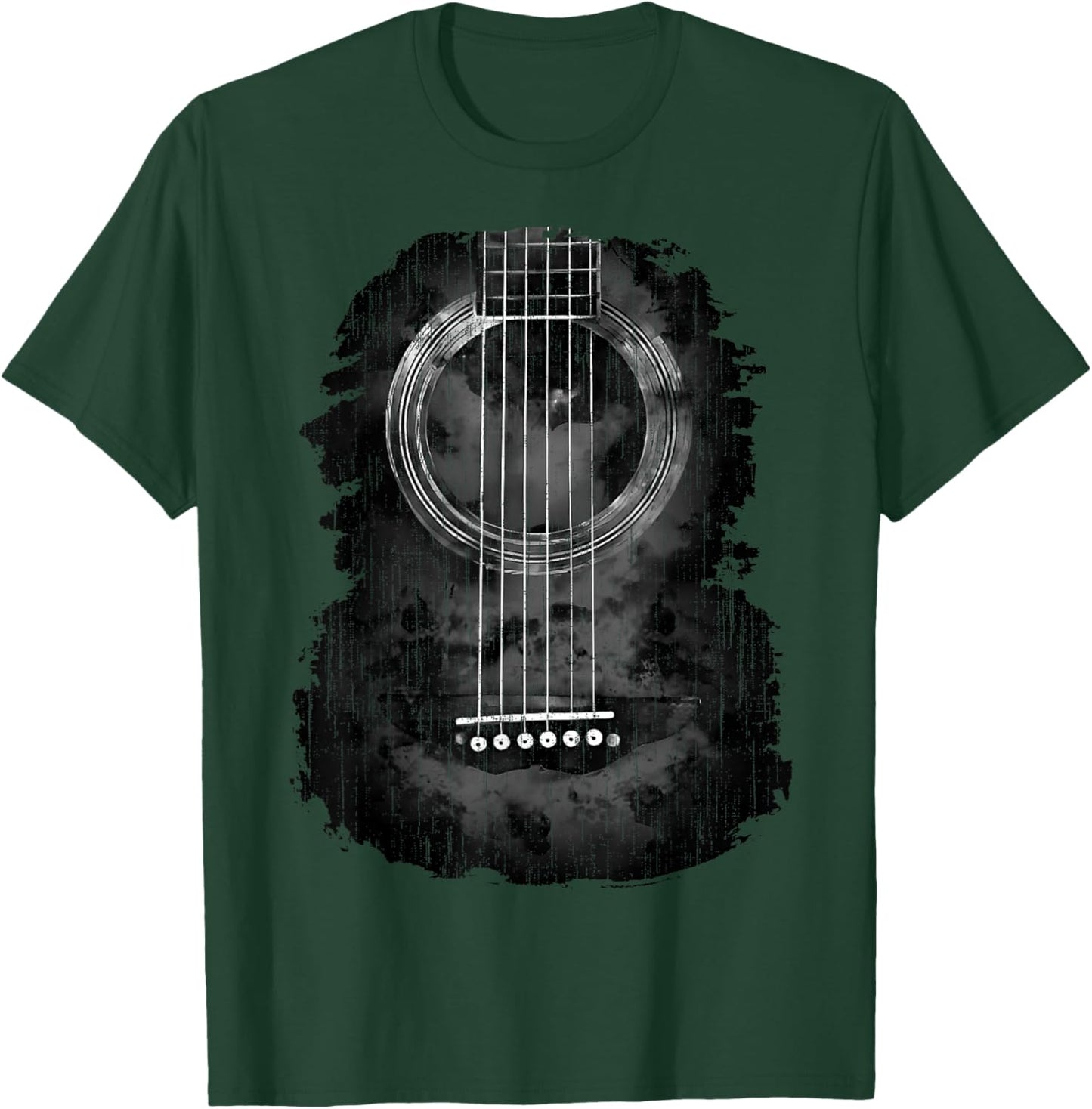 Distressed Acoustic Guitar Vintage Rock & Roll Music Lover T-Shirt - T-Shirt | Forest