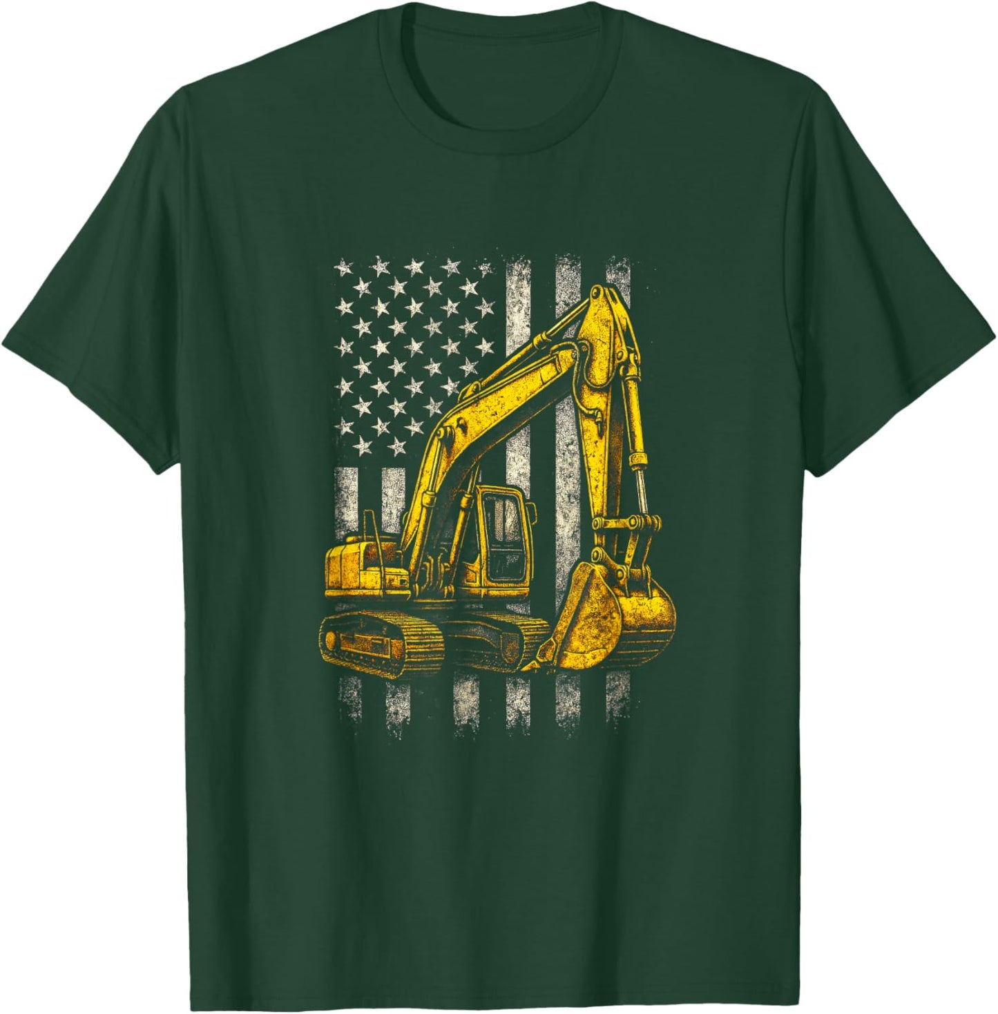 Excavator Flag - Funny Construction Operator T-Shirt - T-Shirt | Forest