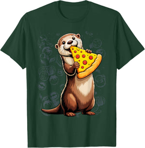 Sea Otter Eating Pizza Funny Animal Snack Food Lover T-Shirt - T-Shirt | Forest