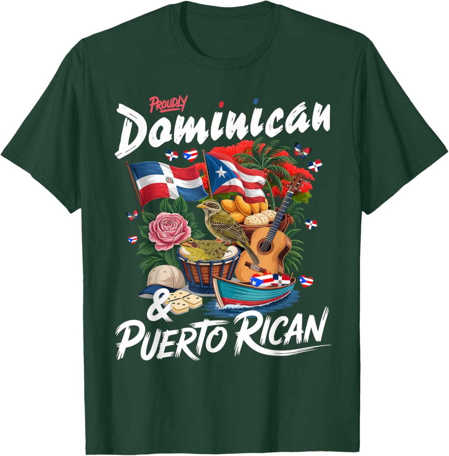 Puerto Rican & Dominican Flag Idea for Kids Dominican Roots T-Shirt - T-Shirt | Forest