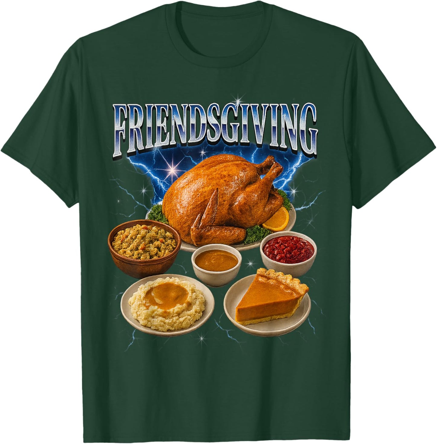Vintage Friendsgiving 90s/2000s Hip Hop Tribute Style Retro T-Shirt - T-Shirt | Forest