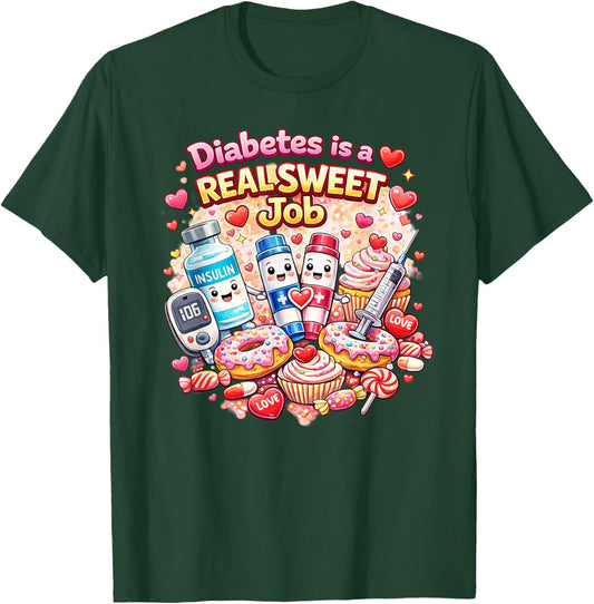 Diabetes Awareness Warrior Type 1 Type 2 Diabetes Nurse T-Shirt - T-Shirt | Forest