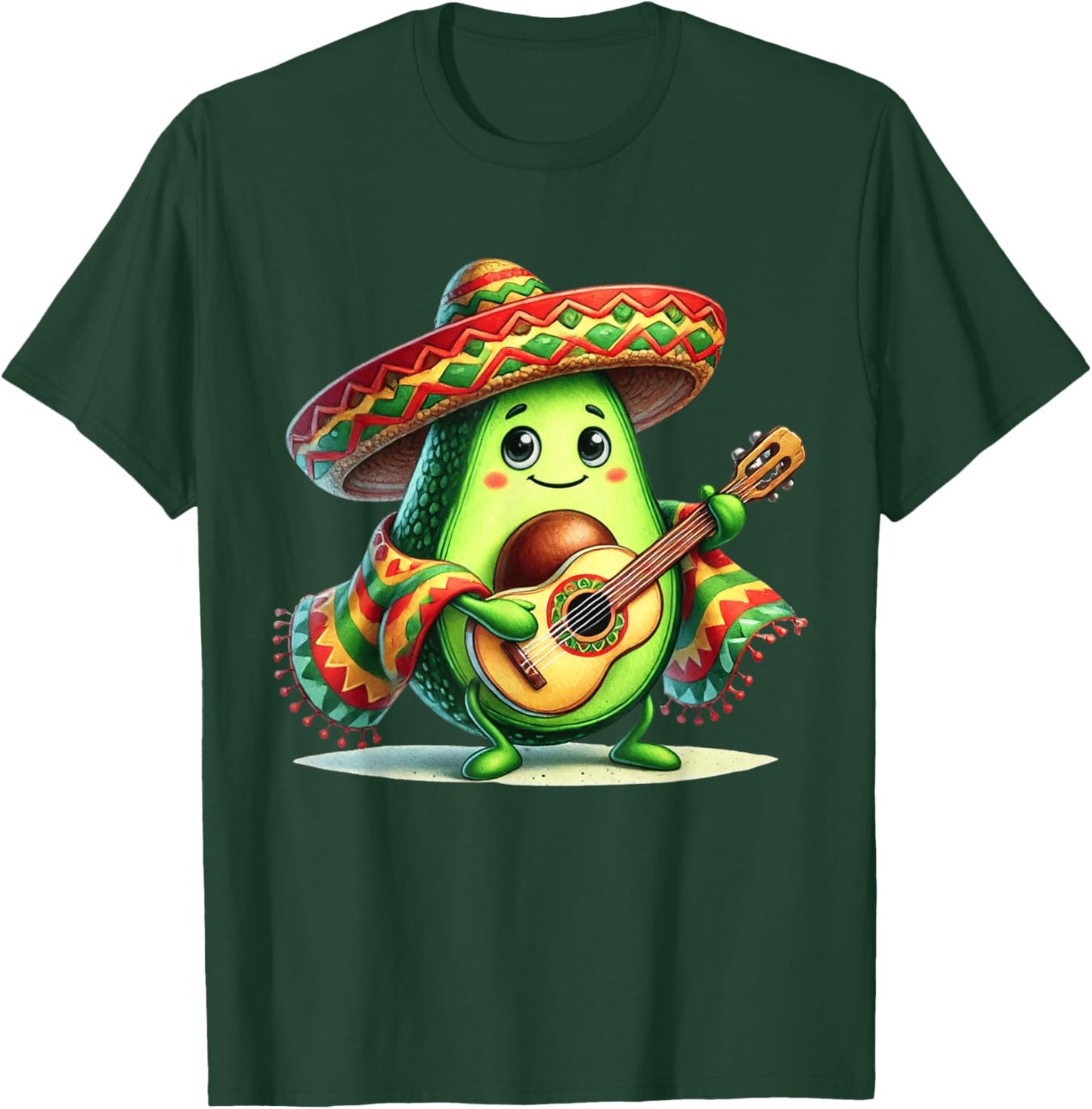 Avocado Sombrero Guitar Cinco de Mayo Boys Kids Men Mexican T-Shirt - T-Shirt | Forest