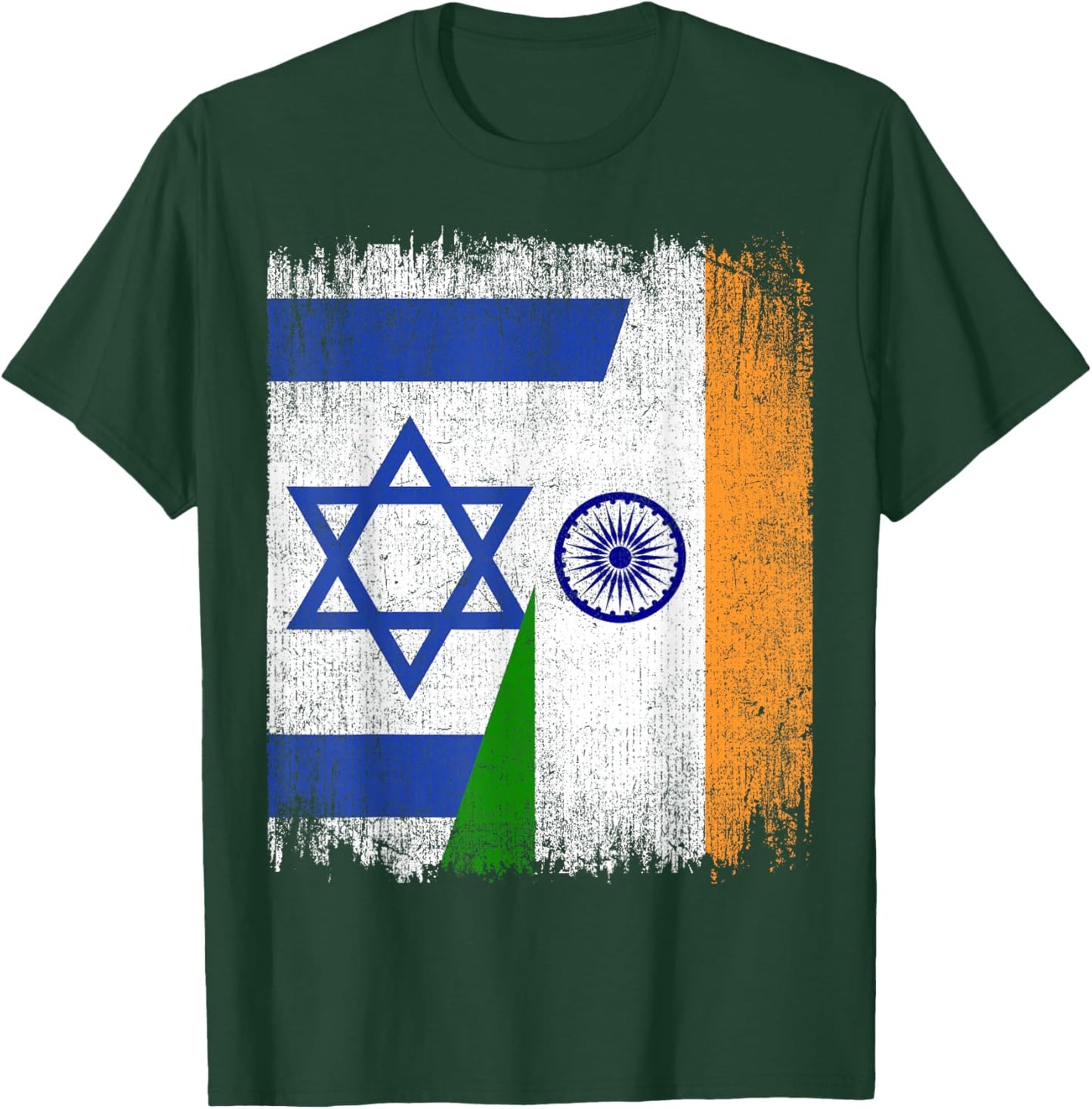 Half Israel India Split Flag Israelis Pride Roots T-Shirt - T-Shirt | Forest