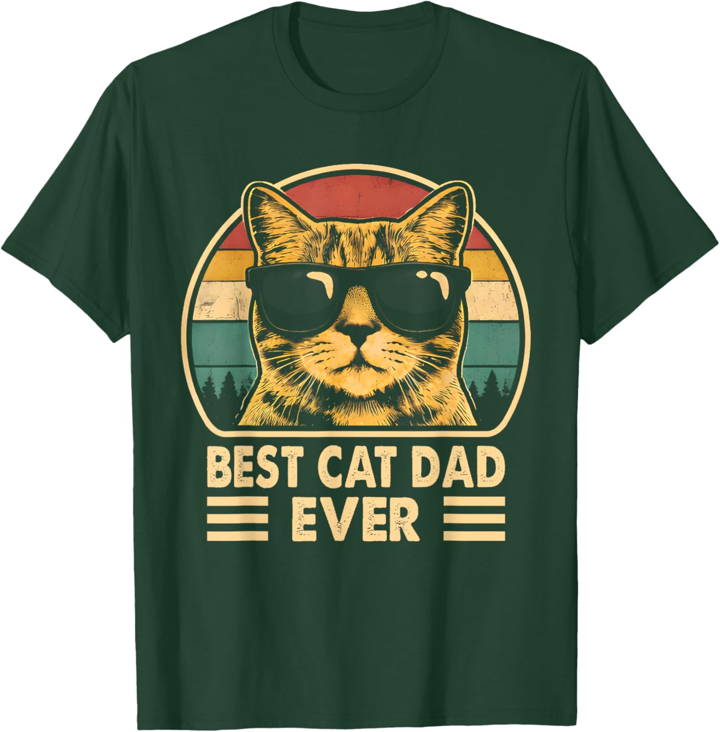 Vintage Best Cat Dad Ever Funny Cat Lover Daddy Father's Day T-Shirt - T-Shirt | Forest