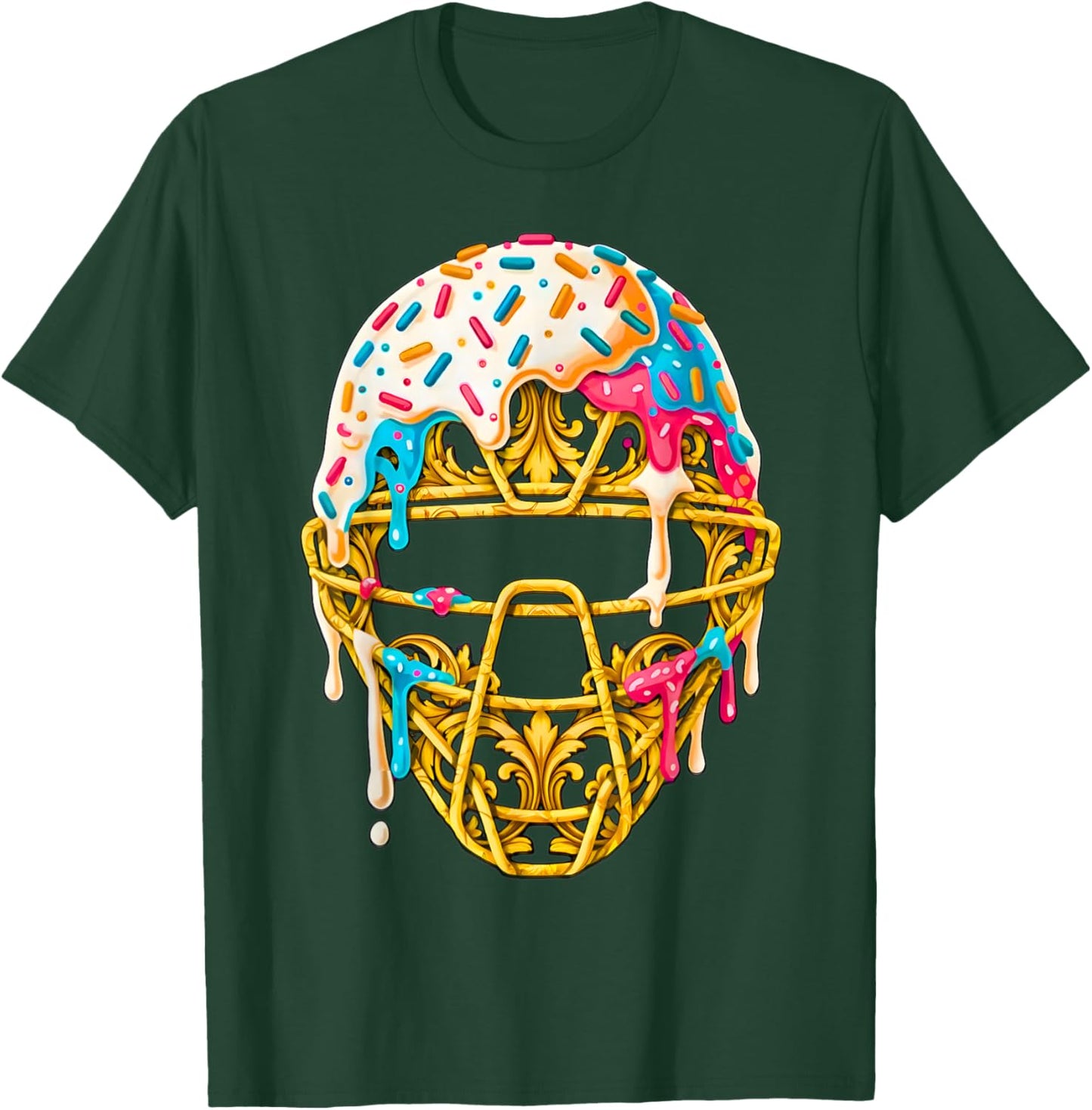 Baseball Drip for Boys Ice Cream Drip Youth Boys Catcher's T-Shirt - T-Shirt | Forest