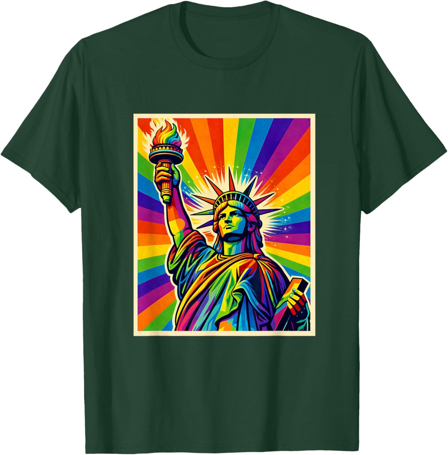 Rainbow Statue of Liberty LGBTQ Pride T-Shirt - T-Shirt | Forest