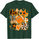 Coquette Bow Football Orange Black Game Cheer Mom Touchdown T-Shirt - T-Shirt | Forest