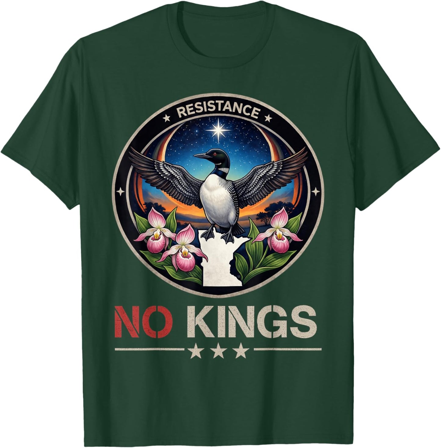 Minnesota MN Rebel Bird Resist No Kings Day Protest 2026 T-Shirt - T-Shirt | Forest