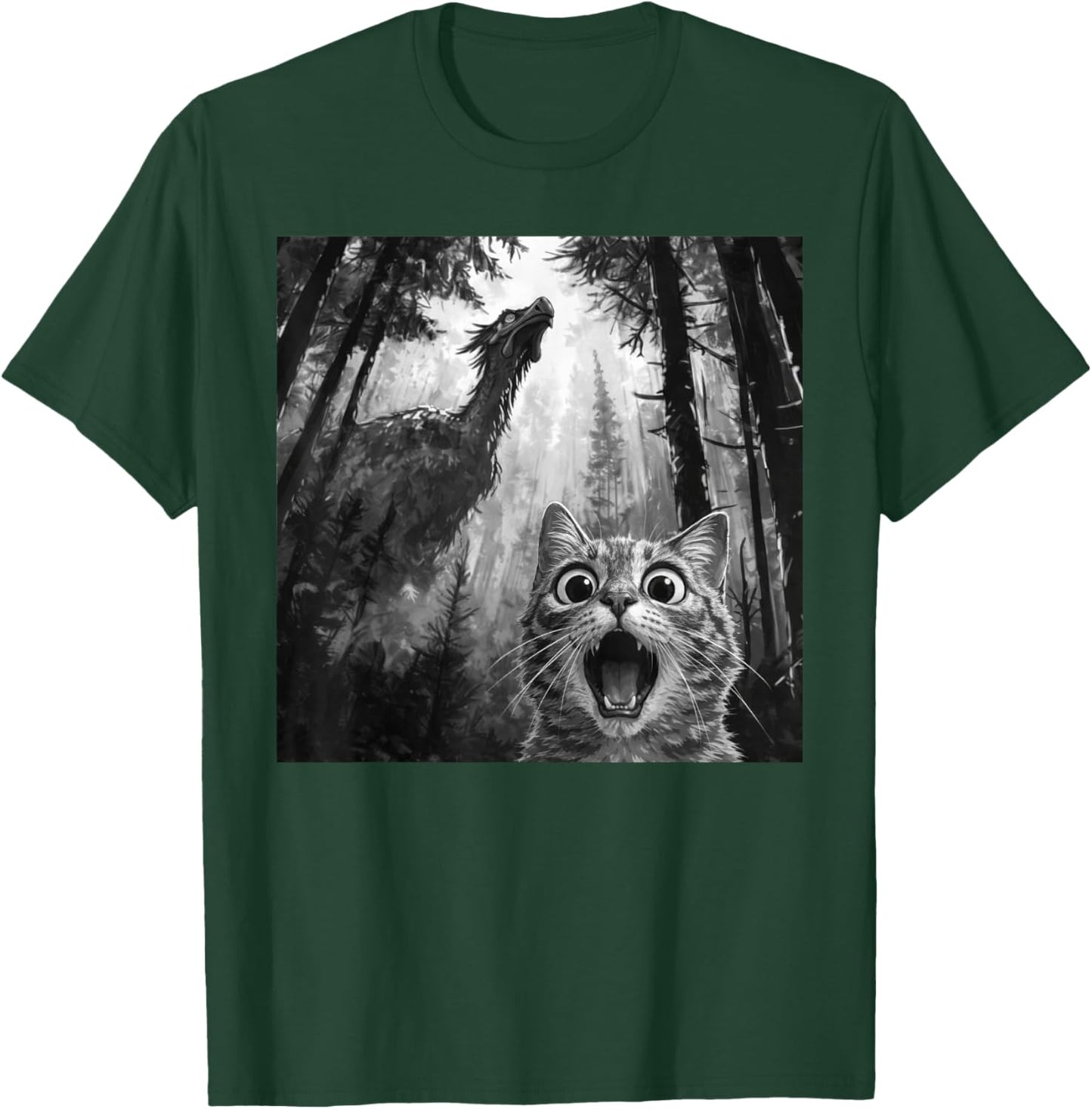 Black Cat Selfie with Dragon Funny T-Shirt - T-Shirt | Forest