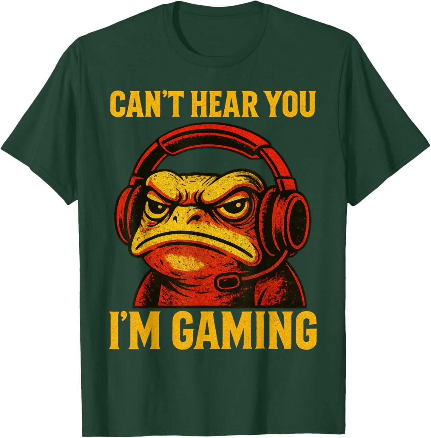 Funny Gamer Frog Men Women Boys Can't Hear You Video Gaming T-Shirt - T-Shirt | Forest