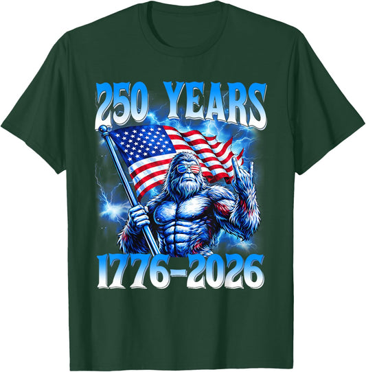 250 Years American 1776 2026 250th USA Patriotic 4th of July T-Shirt - T-Shirt | Forest