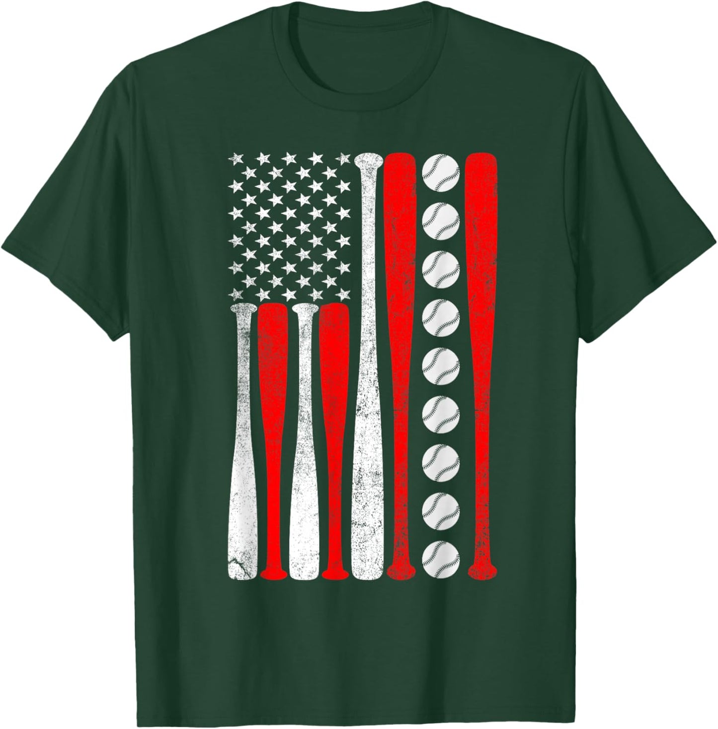 Baseball USA Flag Baseball Lover Baseball dad T-Shirt - T-Shirt | Forest
