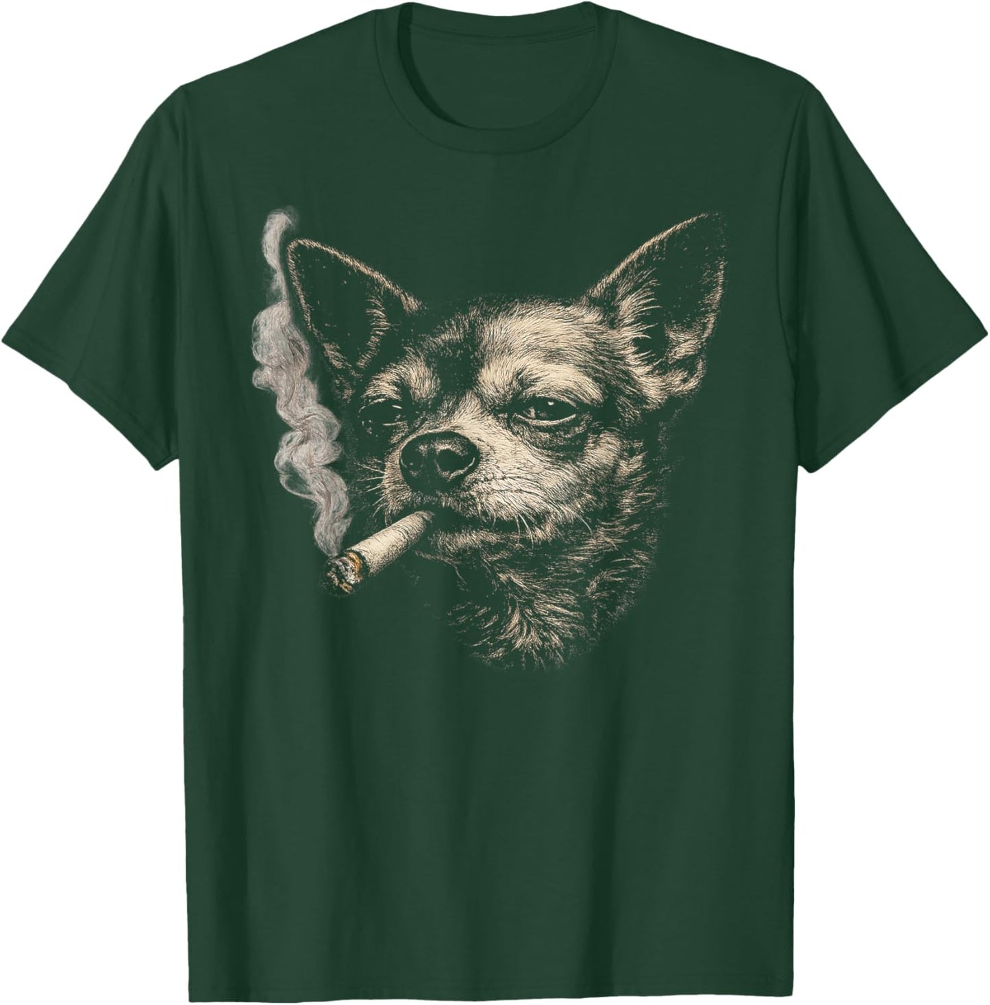 Dog Smoking Cigarette Funny Chihuahua Meme Funny T-Shirt - T-Shirt | Forest
