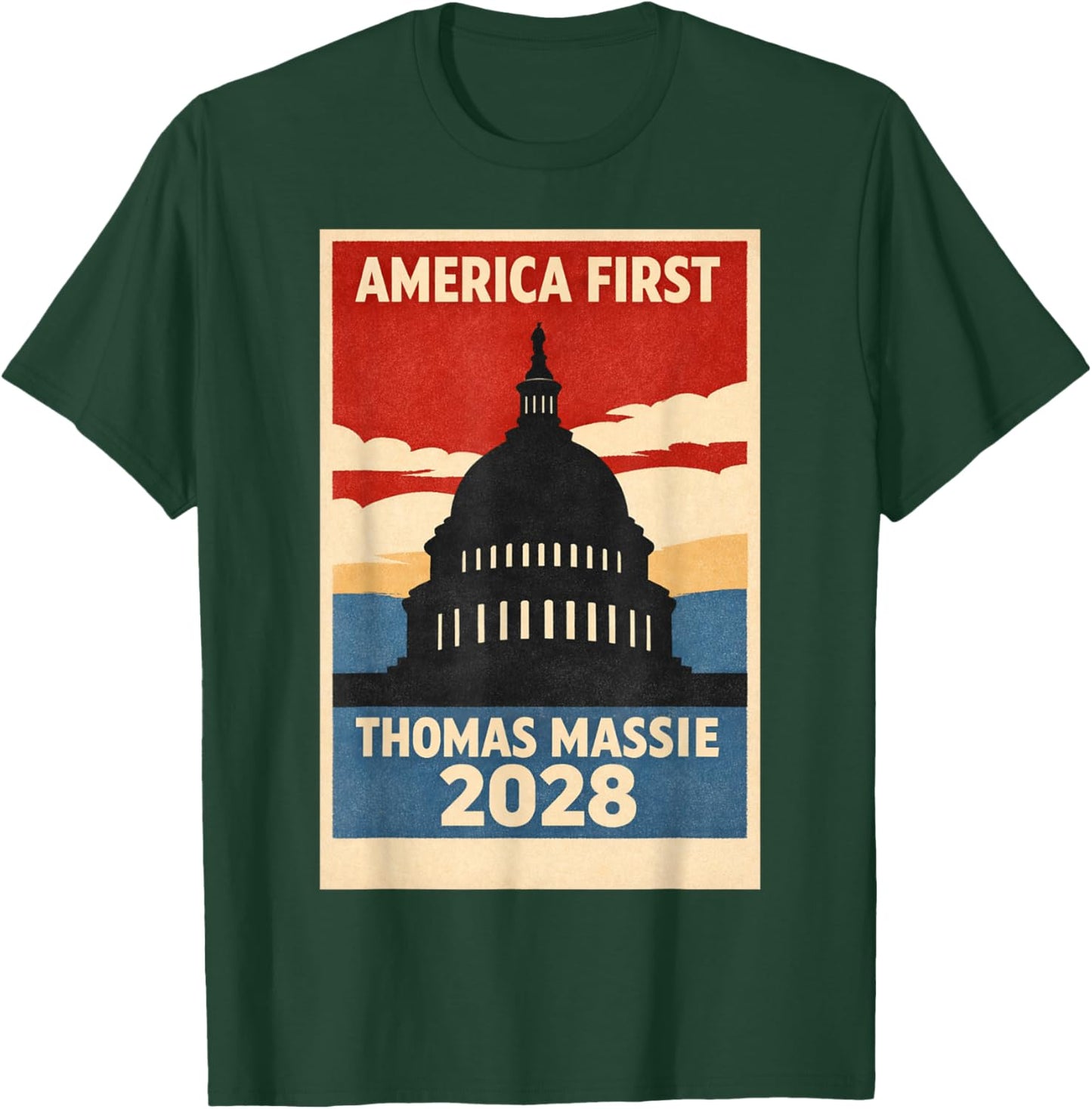 Pon Paul Thomas Massie Election 2028 President America First T-Shirt - T-Shirt | Forest
