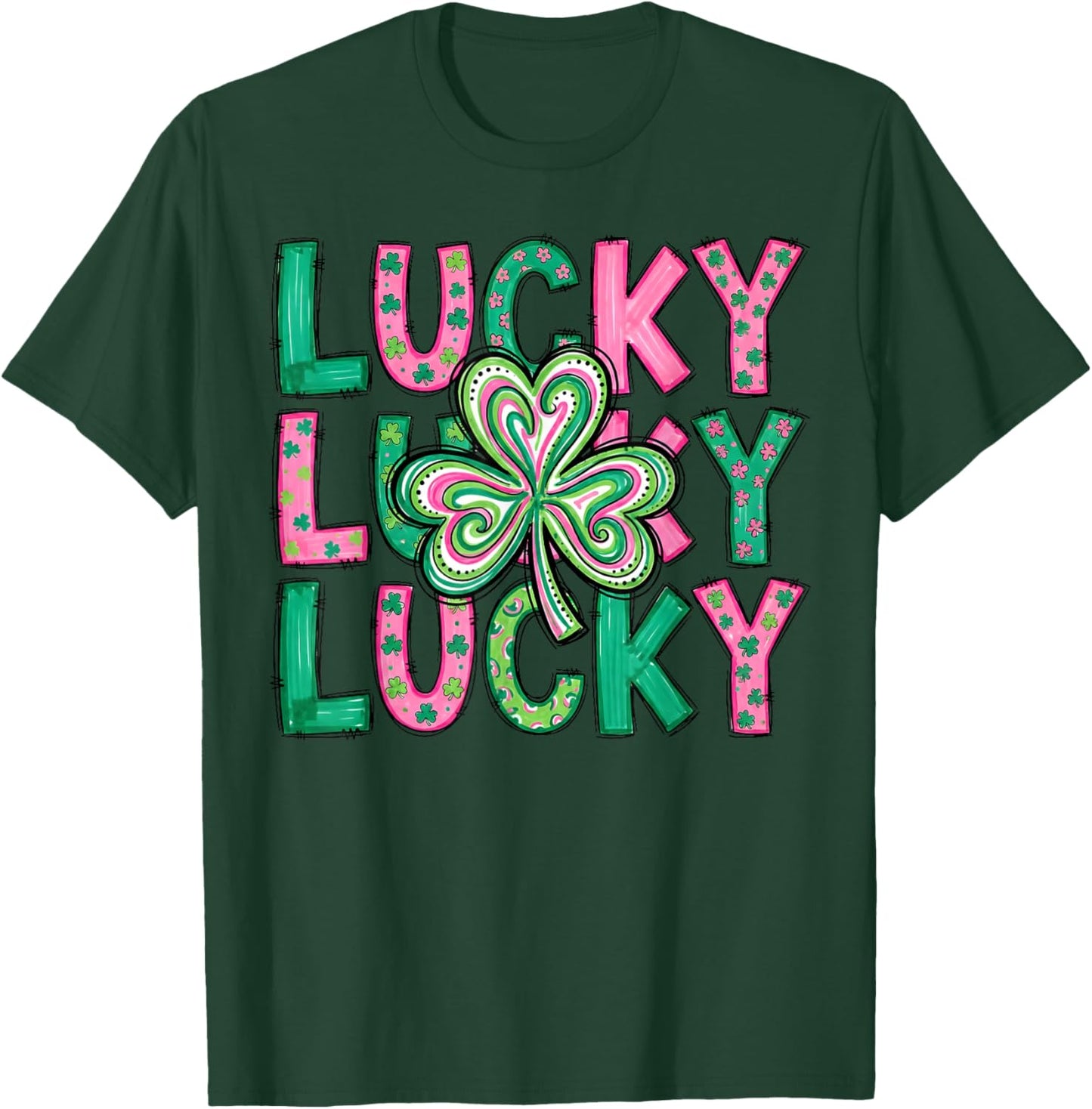 St Patricks Day Irish Pride Colorful Shamrock Lucky T-Shirt - T-Shirt | Forest
