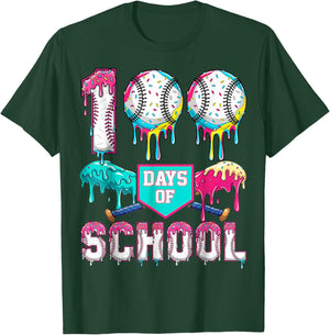 100 Days of School Boys Kids 100th Day of School Baseball T-Shirt - T-Shirt | Forest