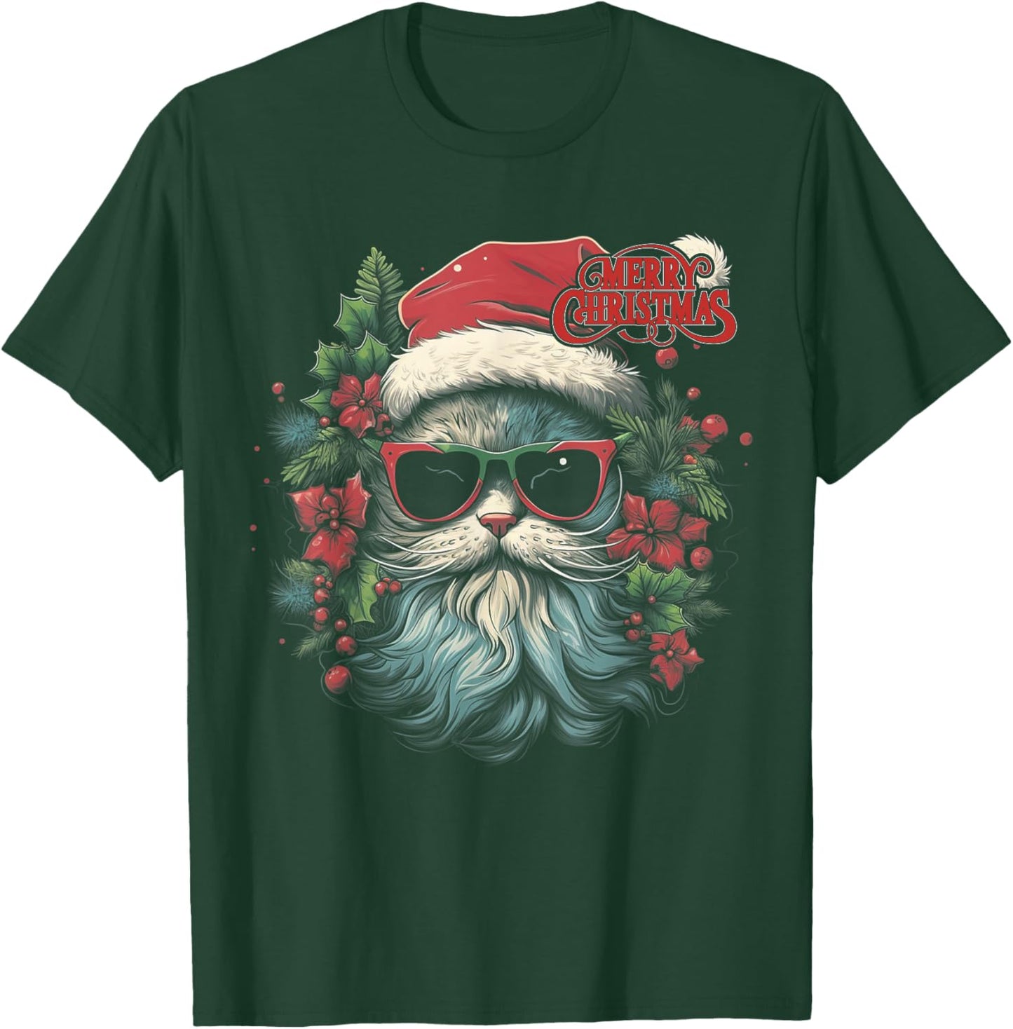 Cat - Christmas Funny Santa Holiday Men Women T-Shirt - T-Shirt | Forest