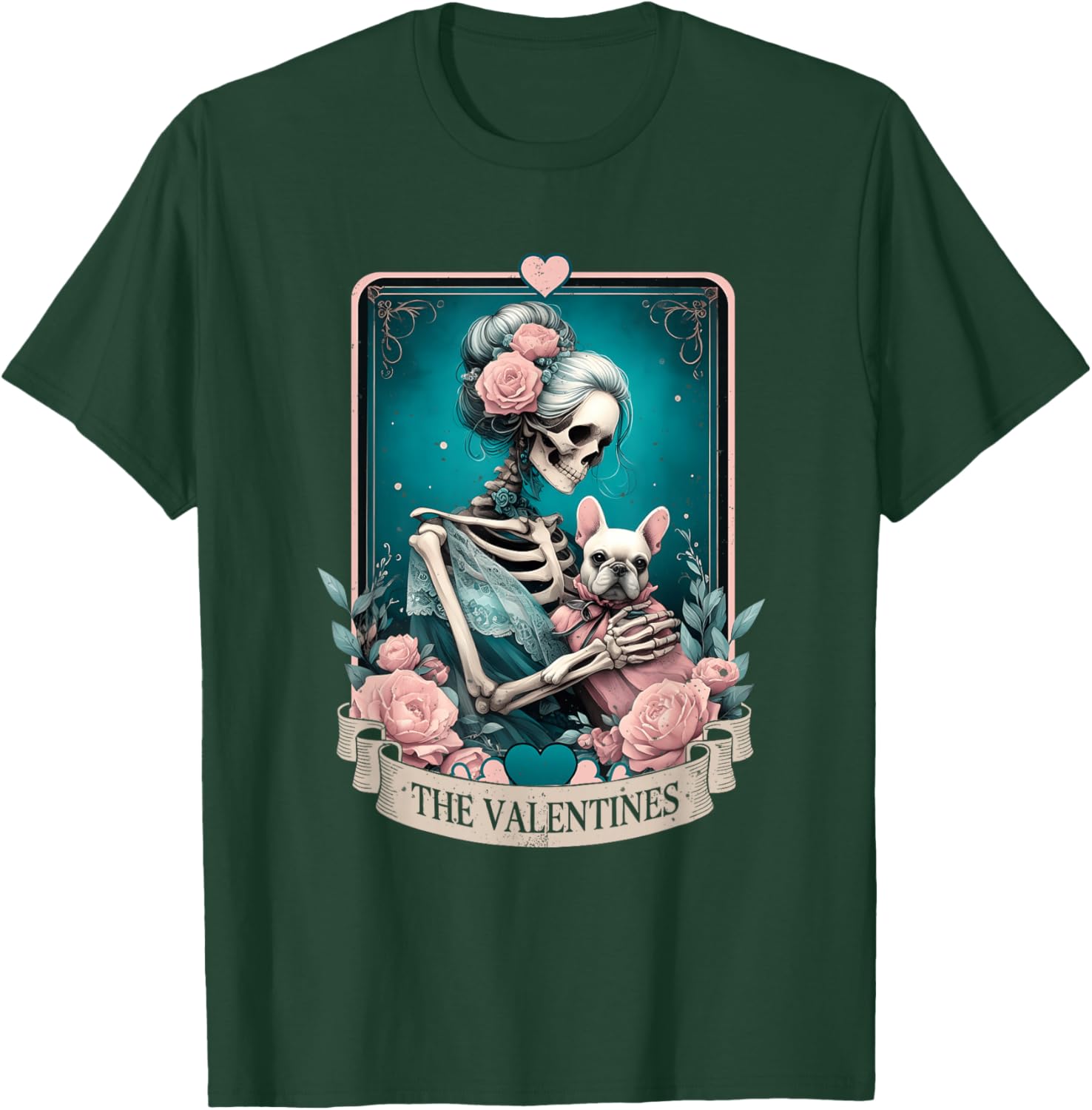 Retro French Bulldog Valentines Fr enchie Mom Tarot Card T-Shirt - T-Shirt | Forest