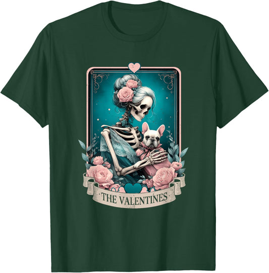 Retro French Bulldog Valentines Fr enchie Mom Tarot Card T-Shirt - T-Shirt | Forest