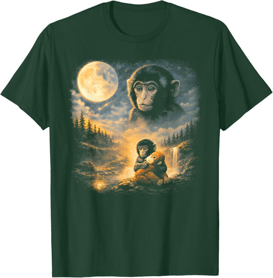 Punch Monkey Moon 90s Retro Animal Vintage T-Shirt - T-Shirt | Forest