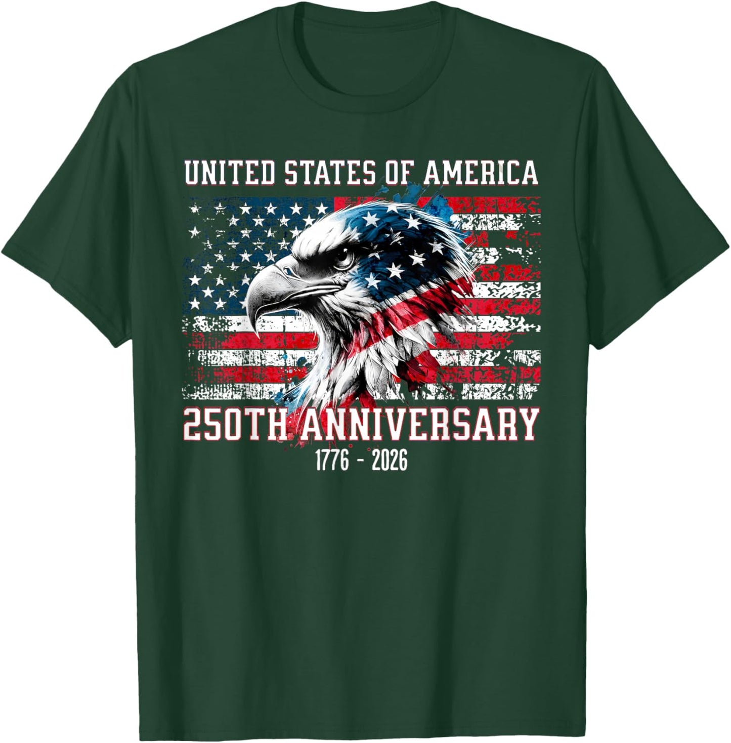 United States of America 1776 250th Anniversary 4th of July T-Shirt - T-Shirt | Forest