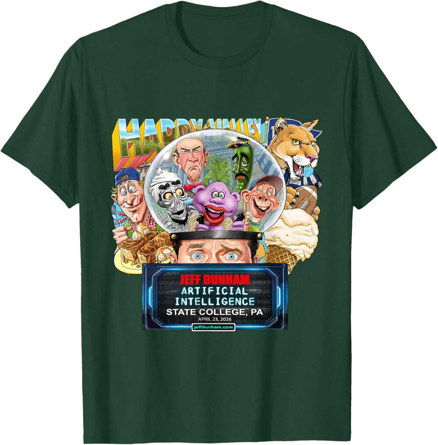 Jeff Dunham State College, PA (2026) T-Shirt - T-Shirt | Forest