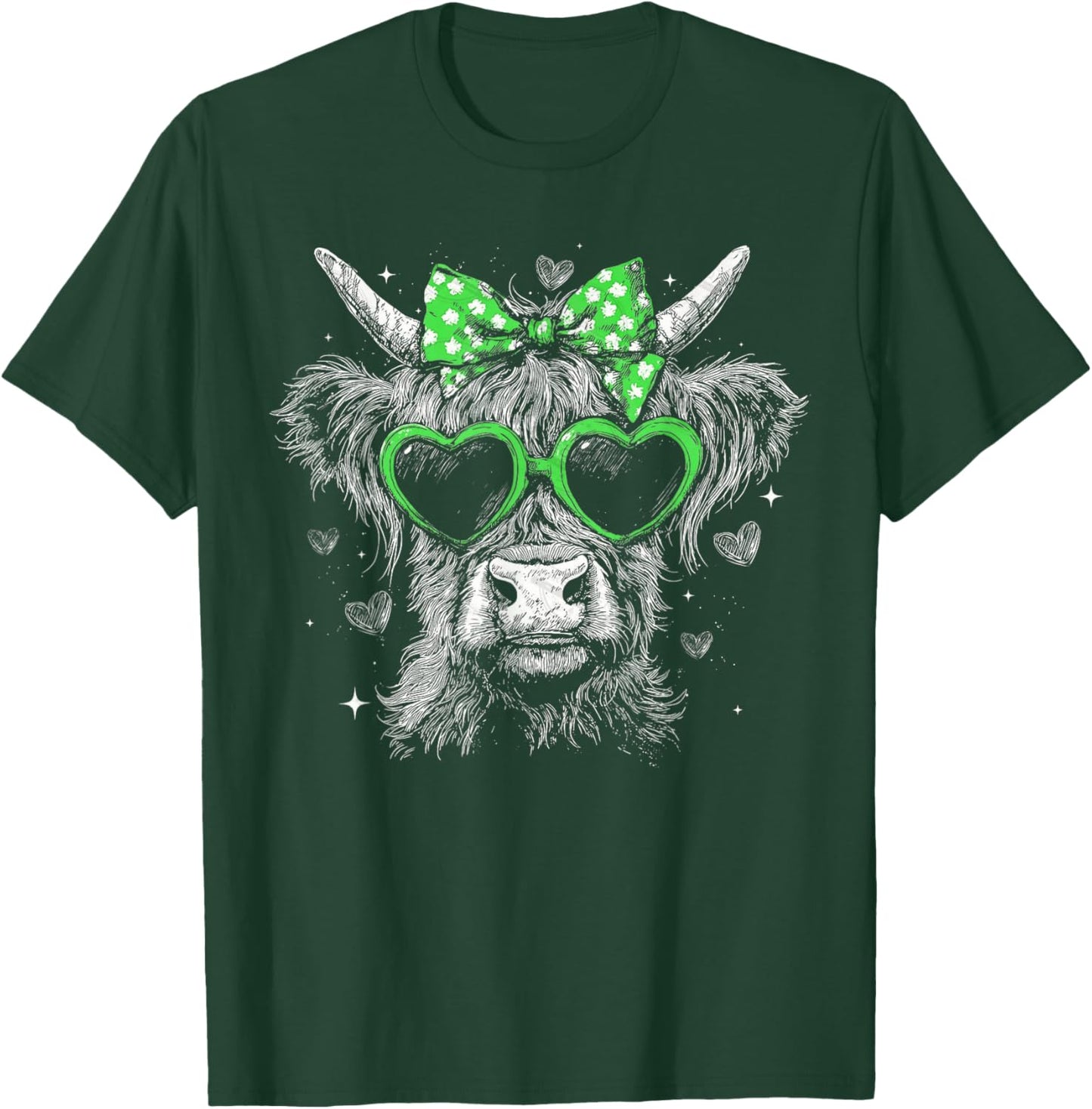 Vintage Highland Cow St. Patrick's Day T-Shirt - T-Shirt | Forest