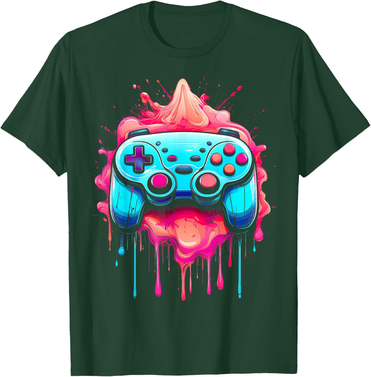 Colorful Gaming Controller Splatter Art T-Shirt - T-Shirt | Forest