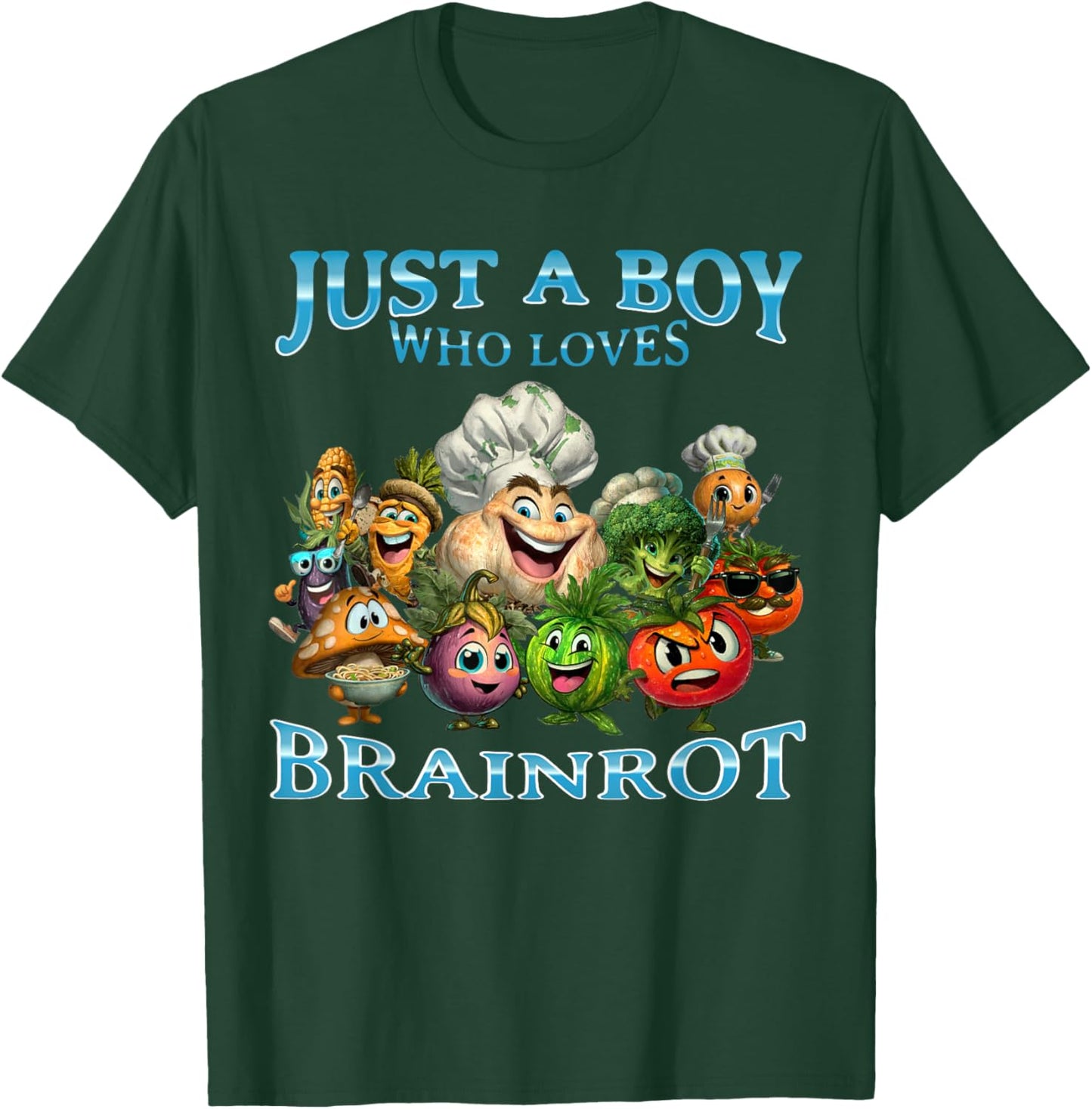 Boy Loves Italian Brainrot Funny Vegetable Weird Veggies T-Shirt - T-Shirt | Forest