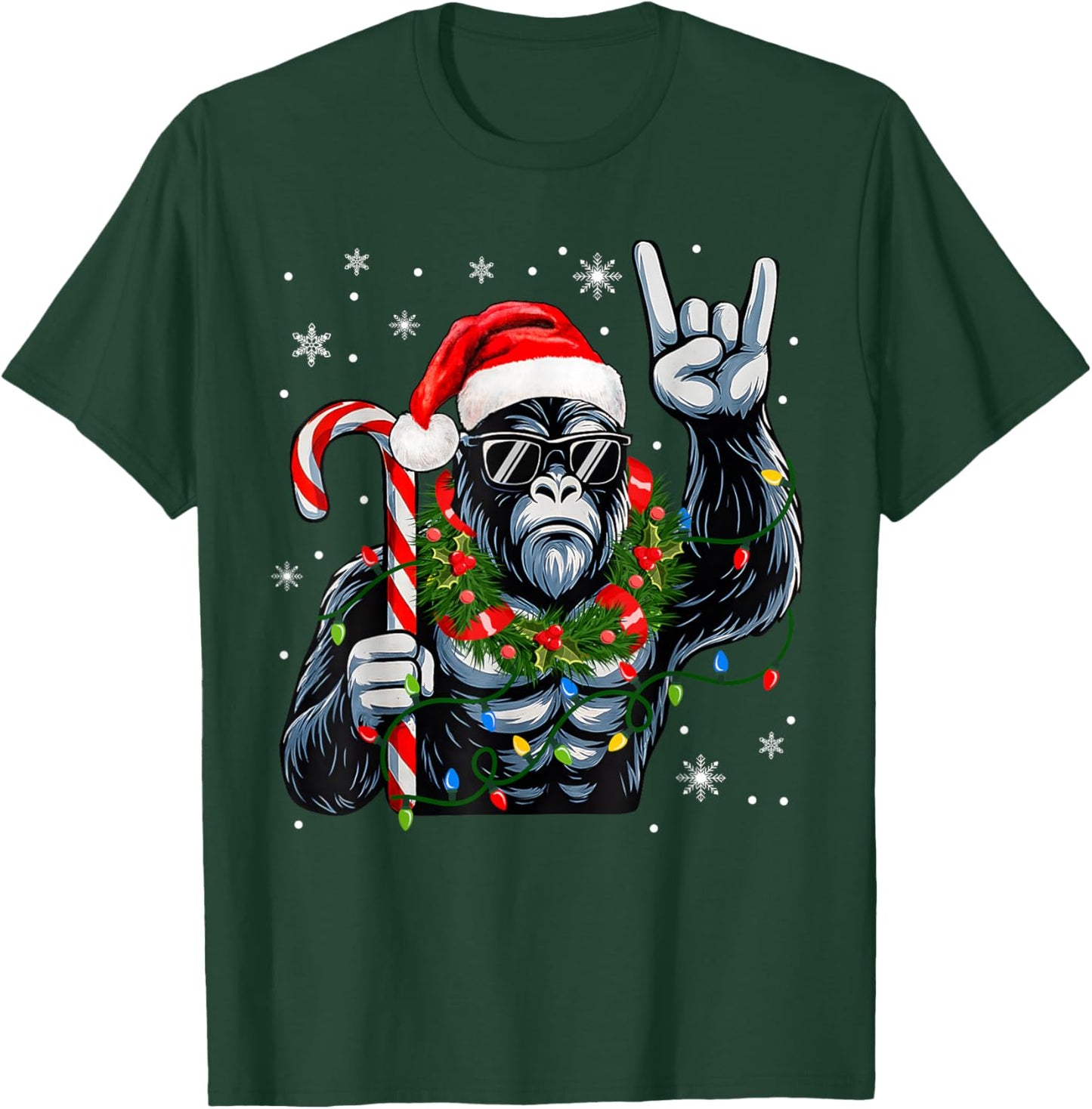 Funny Bigfoot Rock On Pajamas Pjs Christmas Xmas Men Boy T-Shirt - T-Shirt | Forest