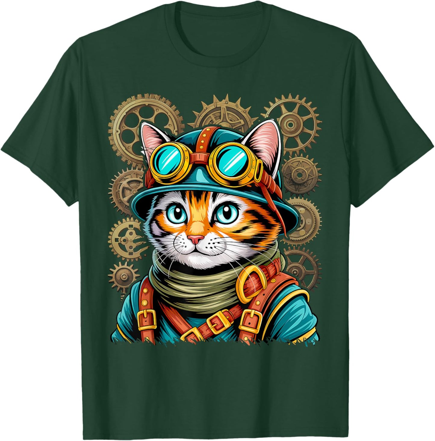 Steampunk Cat Kitty Kitten Steam Punk T-Shirt - T-Shirt | Forest