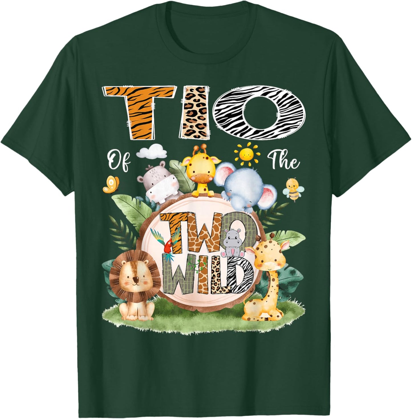 TIO of The Two Wild 2nd Birthday Boy Jungle Safari T-Shirt - T-Shirt | Forest