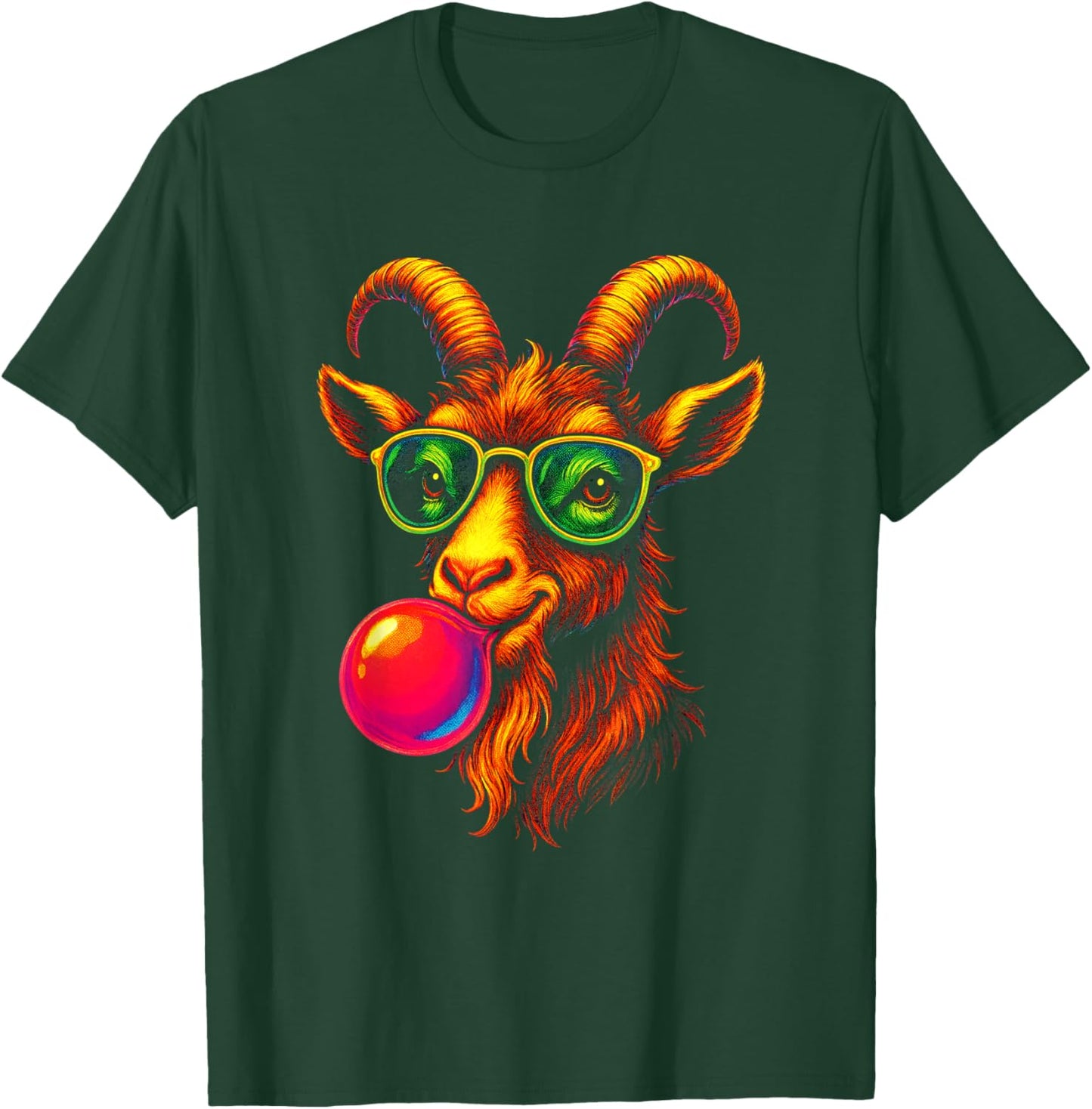 Goat Blowing Bubble - Funny Goat T-Shirt - T-Shirt | Forest