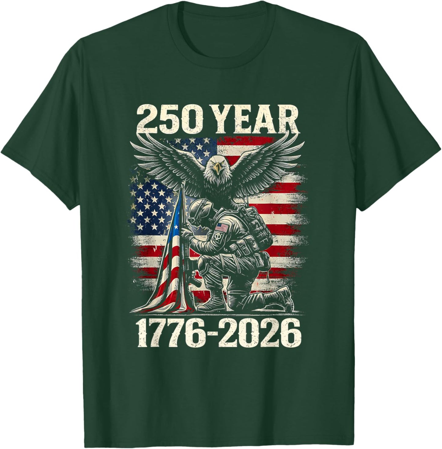 250 Years 1776 2026 250th Vintage 4th July Independence Day T-Shirt - T-Shirt | Forest