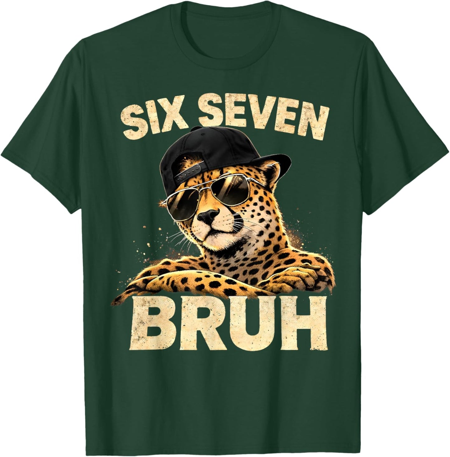 Six Seven Meme Bruh Cheetah Boys Animal Print Gifts for Kids T-Shirt - T-Shirt | Forest