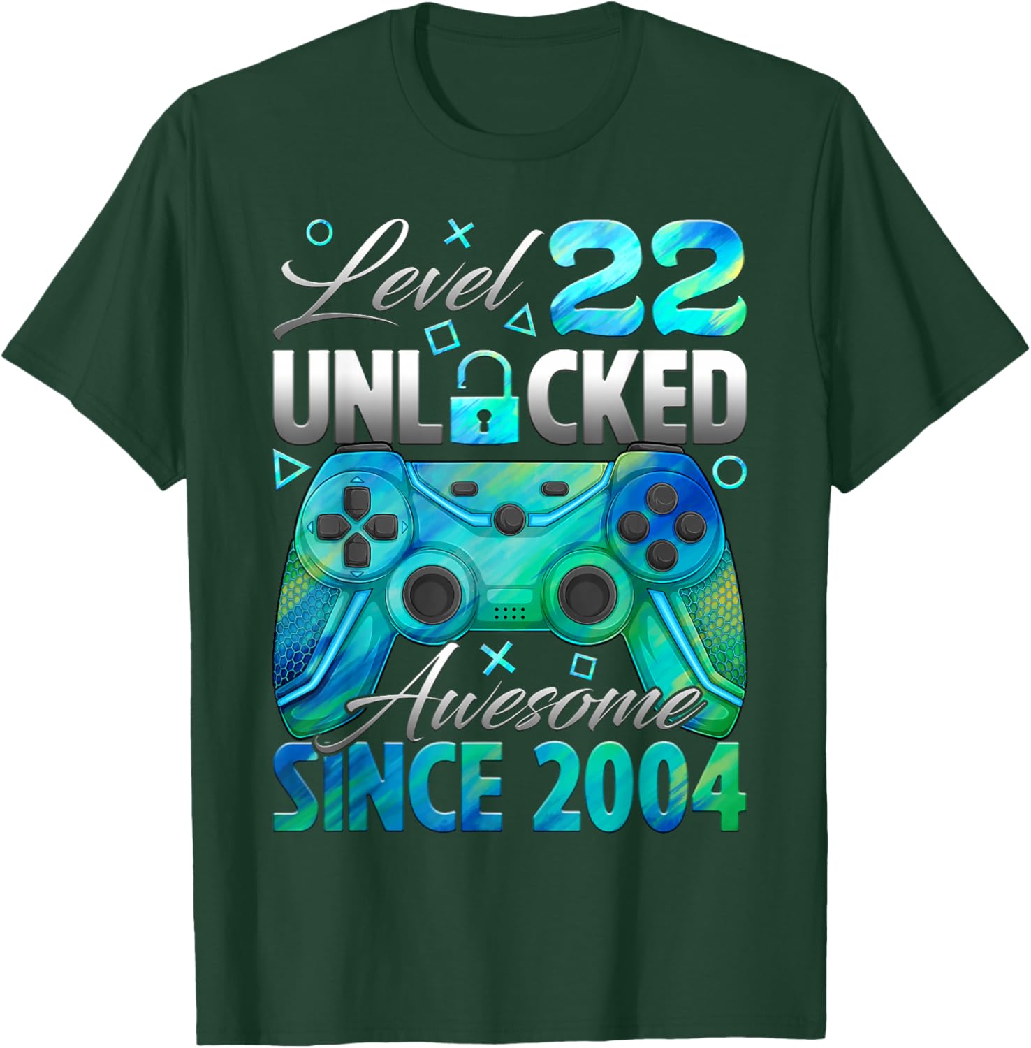 Level 22 Unlocked Awesome Since 2004 22nd Birthday Gamer T-Shirt - T-Shirt | Forest