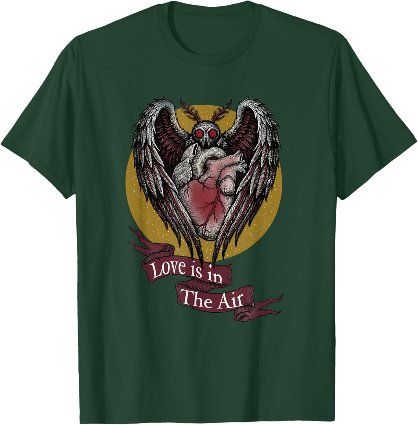 Mothman Valentine Love is in The Air Cryptid Heart T-Shirt - T-Shirt | Forest