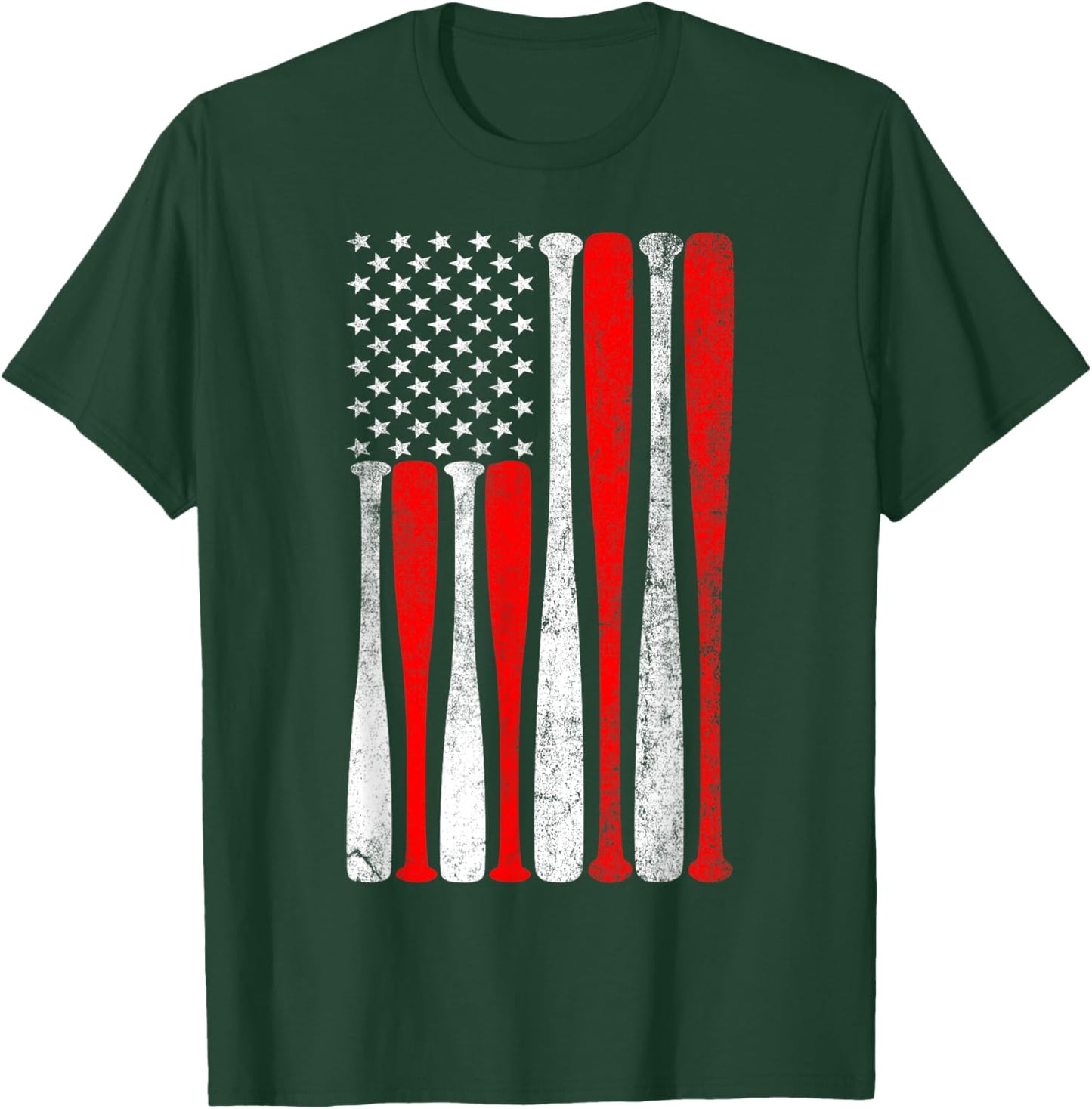 Baseball USA Flag Baseball Lover Baseball dad T-Shirt - T-Shirt | Forest