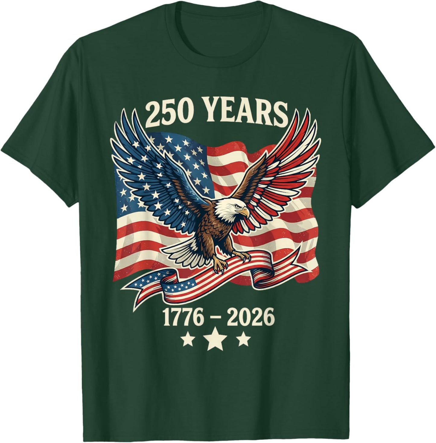 Vintage 250 Years American 1776-2026 250th Birthday USA T-Shirt - T-Shirt | Forest