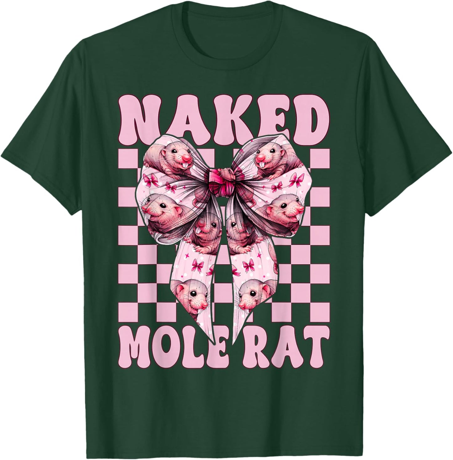 Naked Mole Rat Funny Animal Girl Mom Coquette Bow T-Shirt - T-Shirt | Forest
