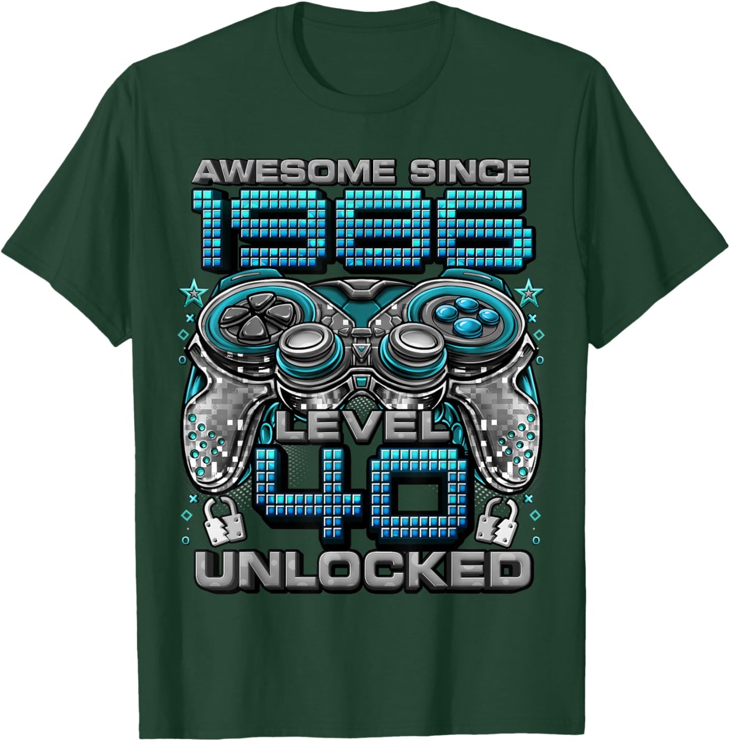 Level 40 Unlocked Awesome Since 1986 40th Birthday Gaming T-Shirt - T-Shirt | Forest