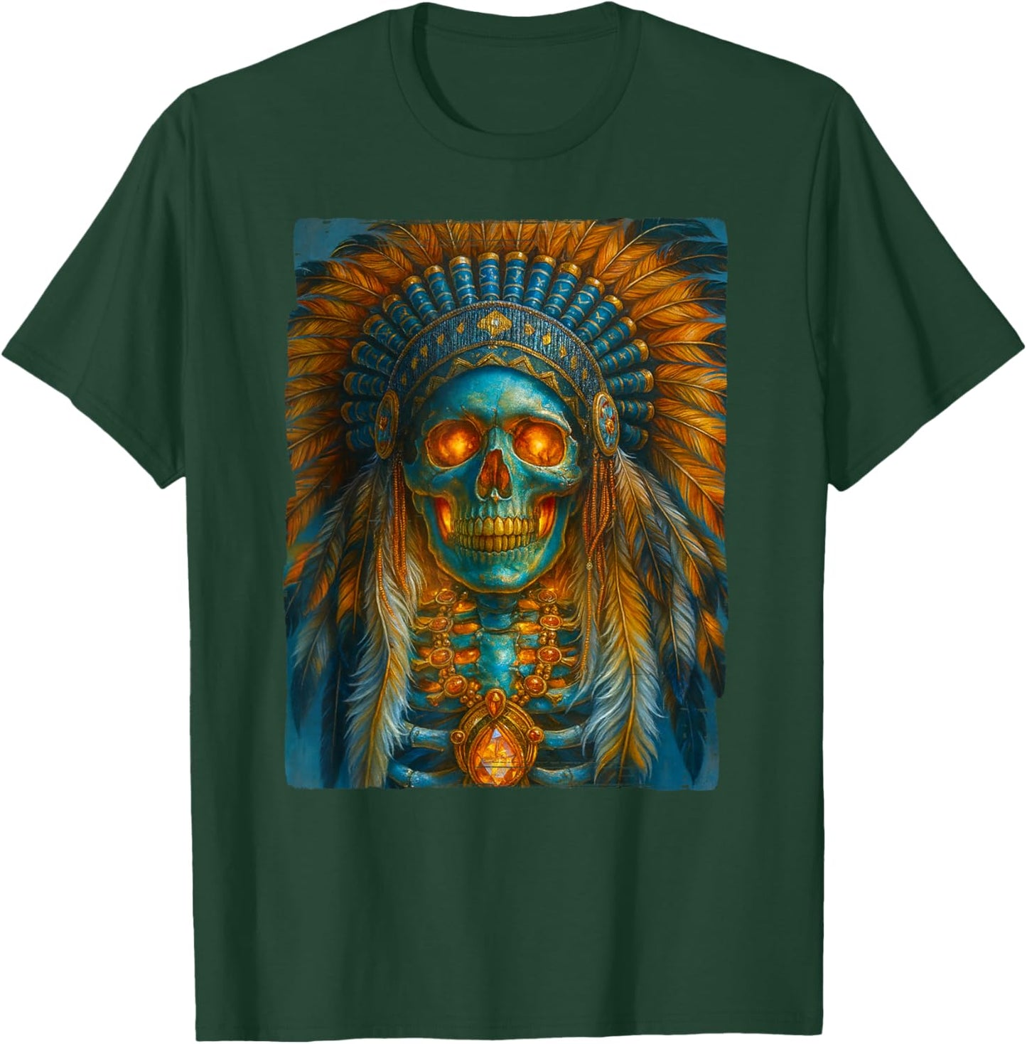 Native American - Lakota Warrior Chief - Indian Headdress T-Shirt - T-Shirt | Forest